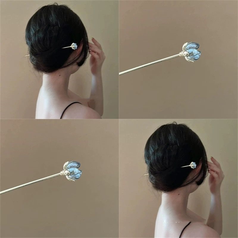 Outdoor Furniture Decor - Blue Flower Hairpin, Daily Hair Accessory,
