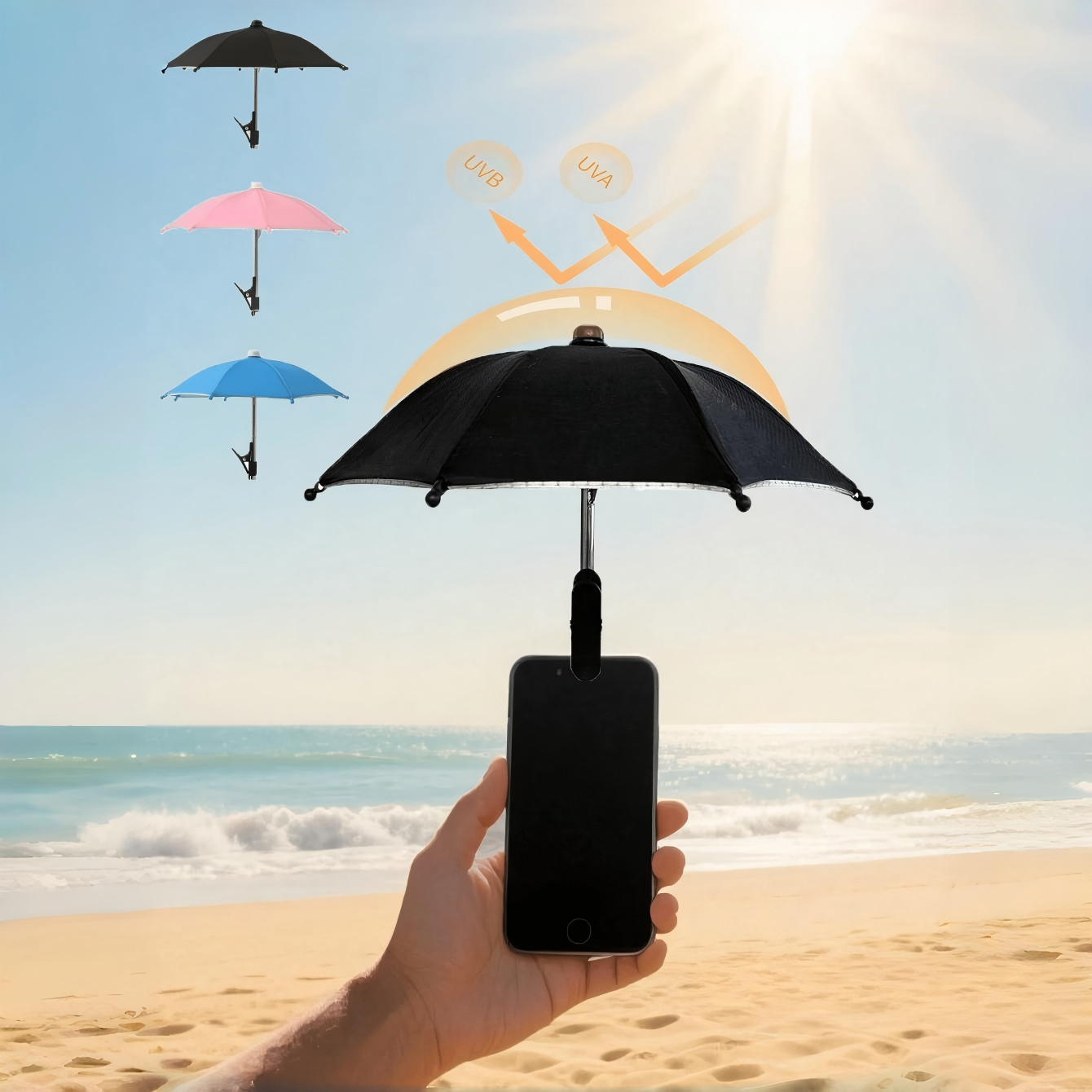 Outdoor Furniture With Umbrella - Universal Phone Clip Umbrella, Waterproof and