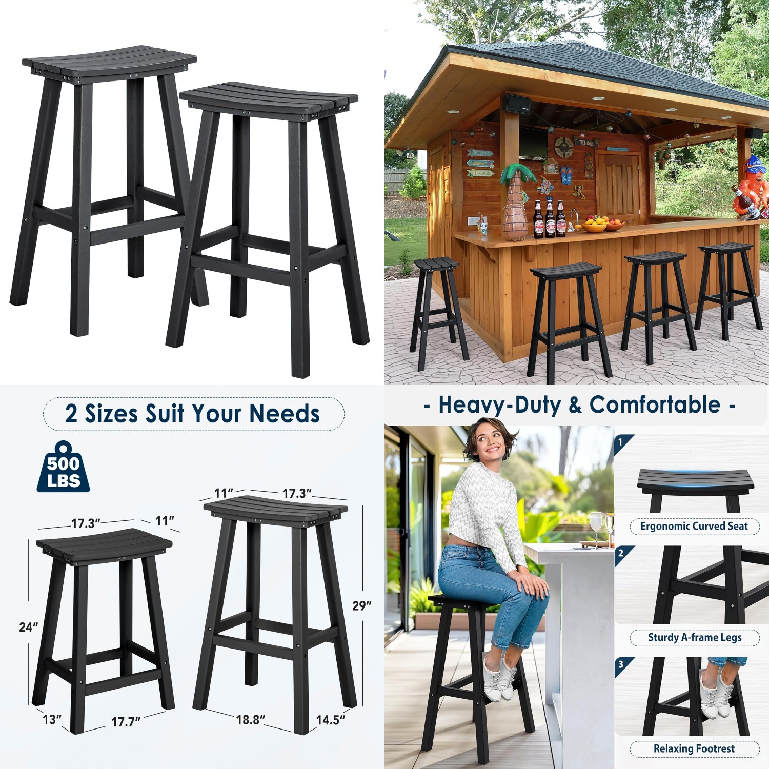 Outdoor Furniture Kitchener - 29in HDPE Outdoor Bar Stools Set