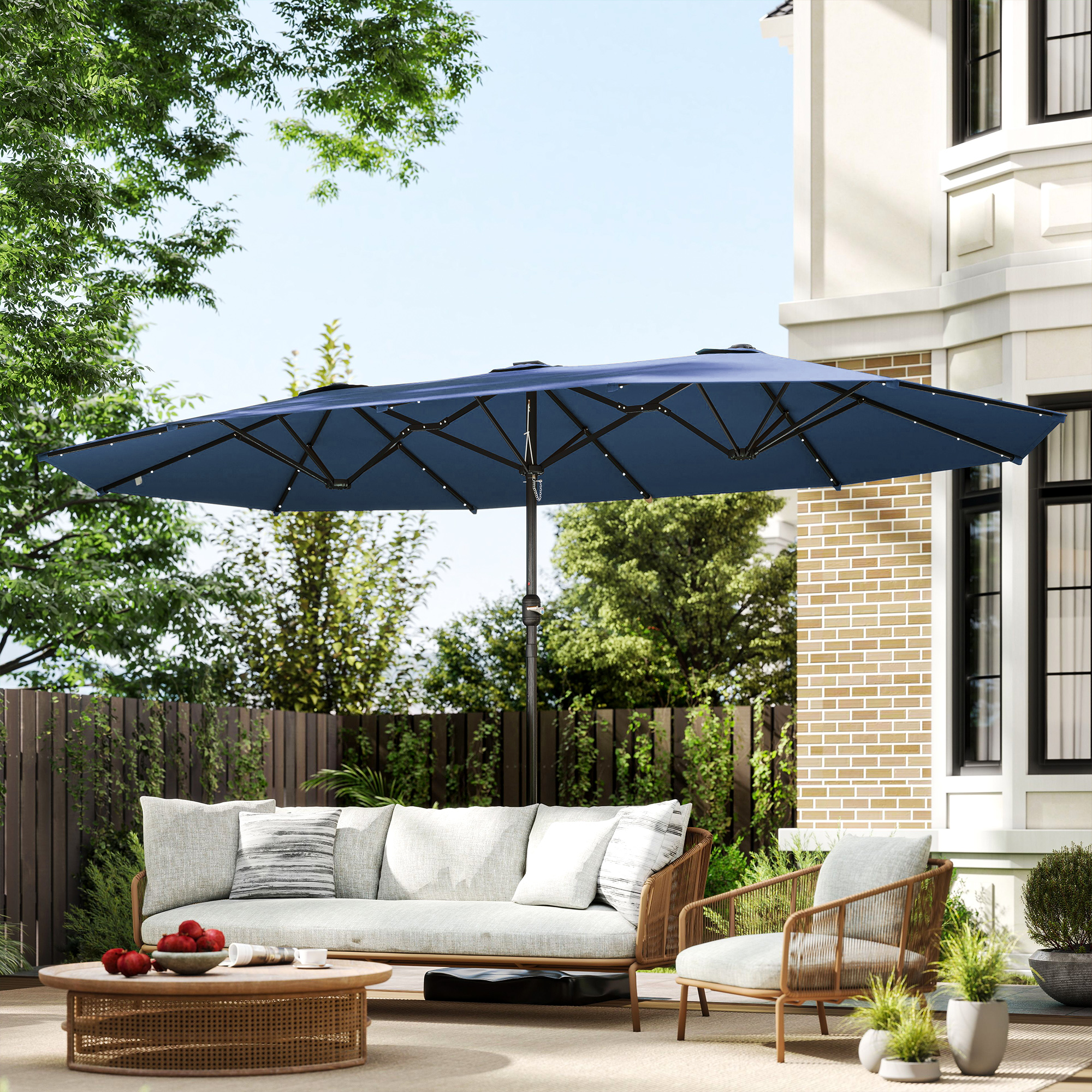 Outdoor Furniture With Umbrella - Double-Sided Sun Umbrella, Outdoor Garden Parasol,