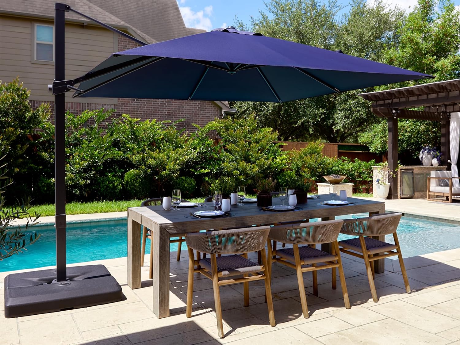 Outdoor Furniture With Umbrella - 10x10ft Patio Offset Cantilever Umbrella 360