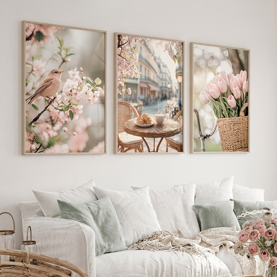 Outdoor Furniture Decor - 3pcs/set Romantic Paris Street Canvas Print