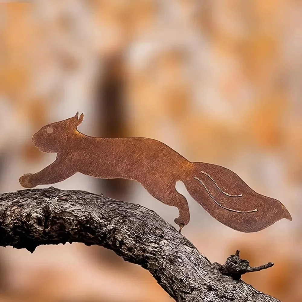 Outdoor Furniture Decor - CIFBUY Unique Rusty Squirrel Silhouette Metal