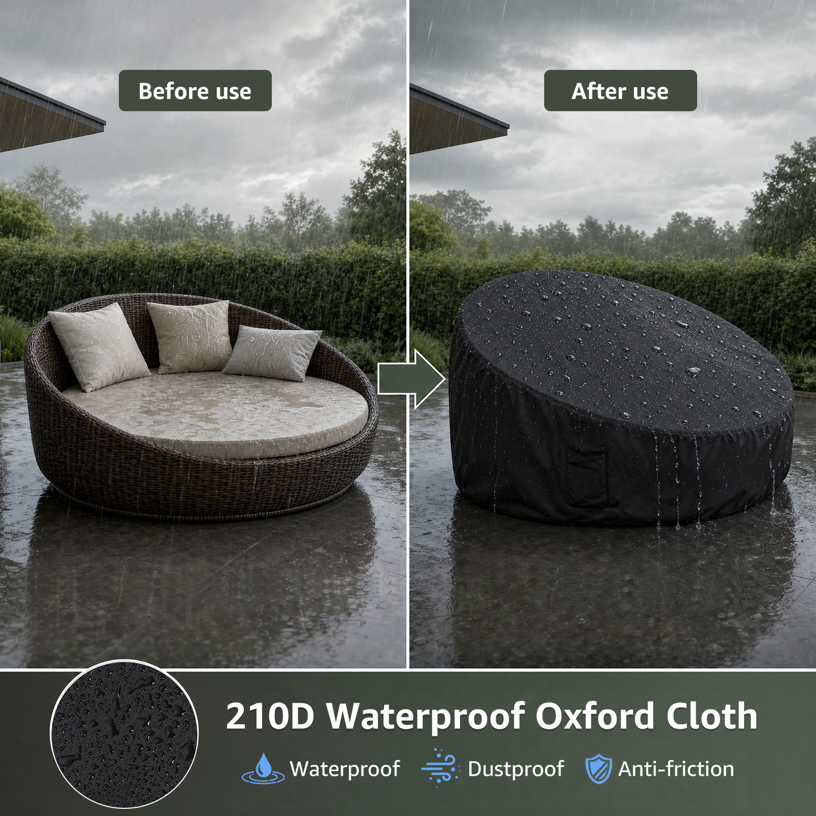 Round Daybed Cover 210D Waterp - Outdoor Furniture Cover Waterproof review and price