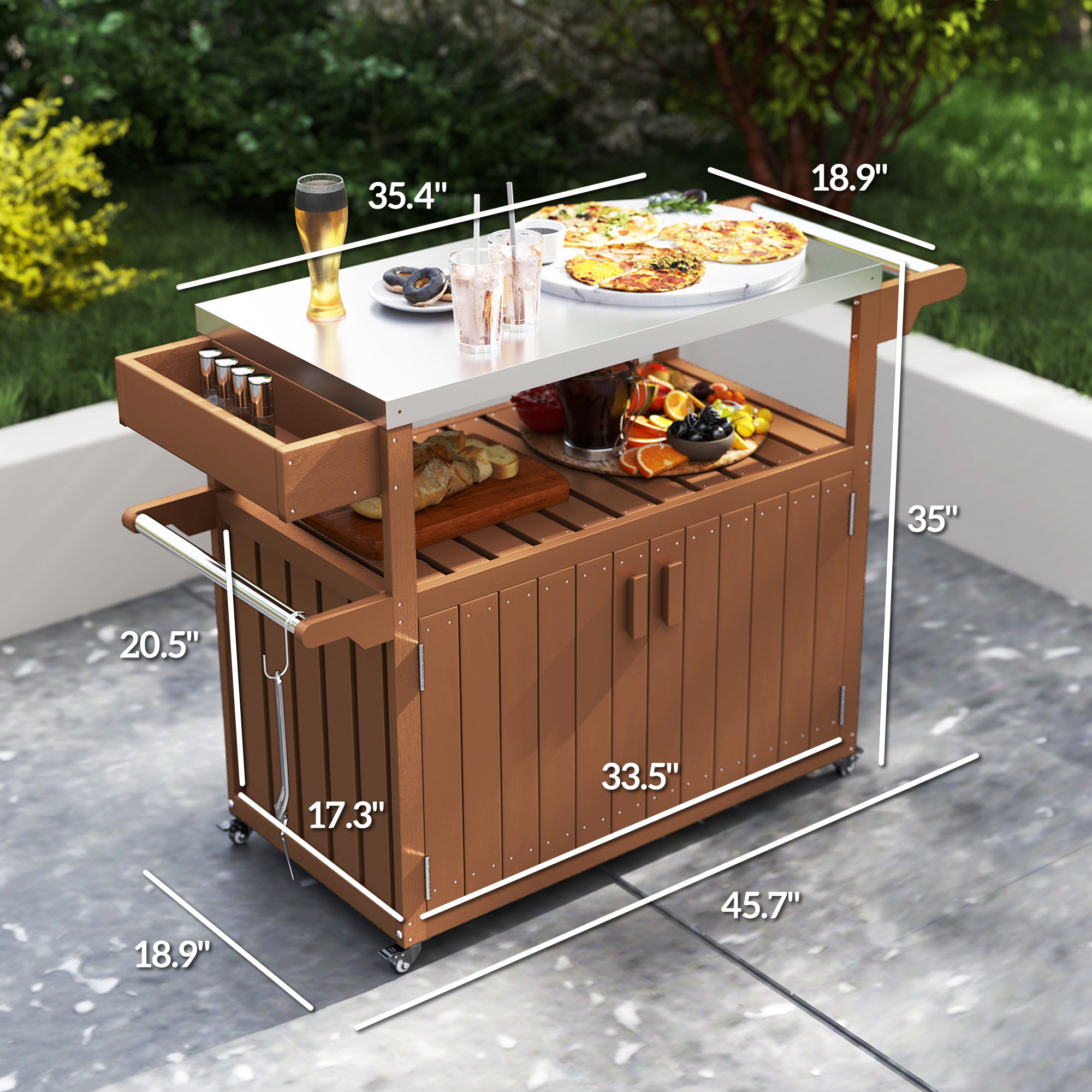 Outdoor Bar Cart with Storage, - Outdoor Furniture Kitchener review and price