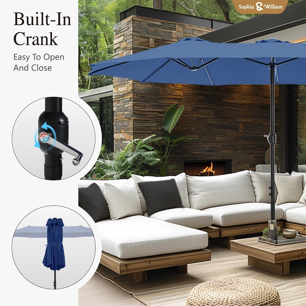 15ft Extra Large Rectangular M - Outdoor Furniture With Umbrella review and price