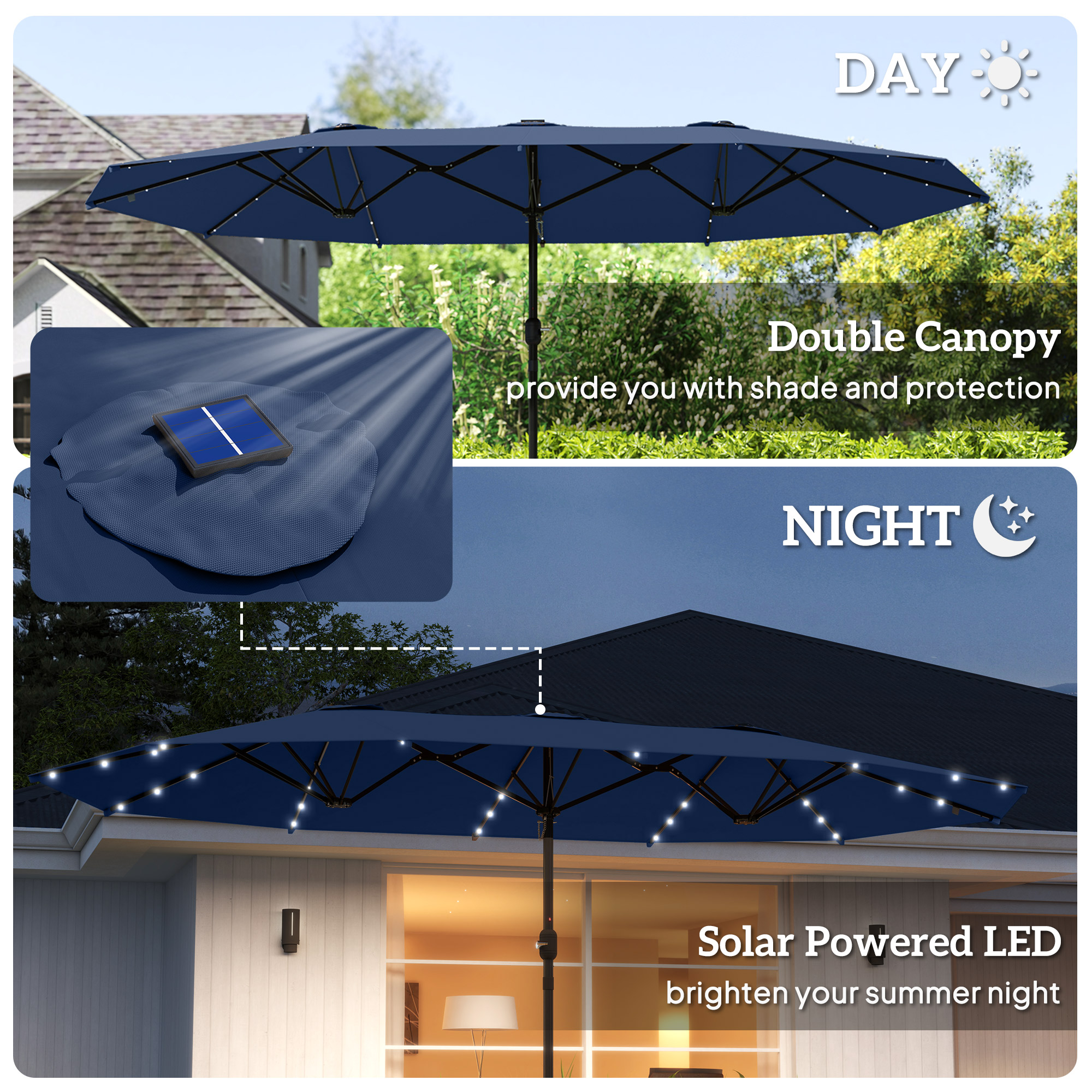 Double-Sided Sun Umbrella, Out - Outdoor Furniture With Umbrella review and price