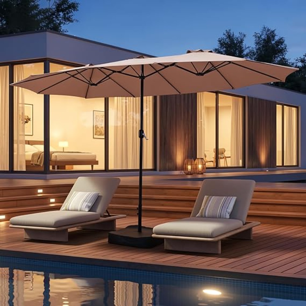 15ft Patio Umbrella with Base  - Outdoor Furniture With Umbrella review and price