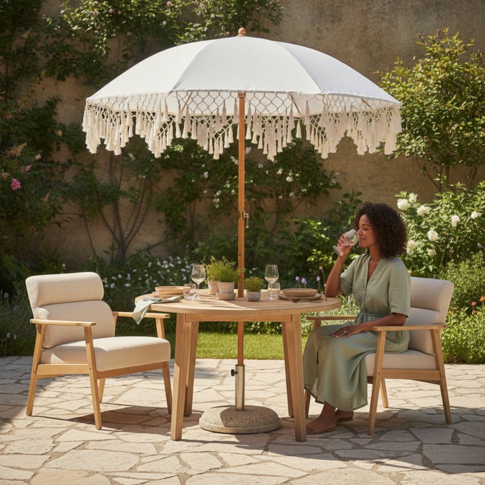 Boho Outdoor Umbrella with Tas - Outdoor Furniture With Umbrella review and price