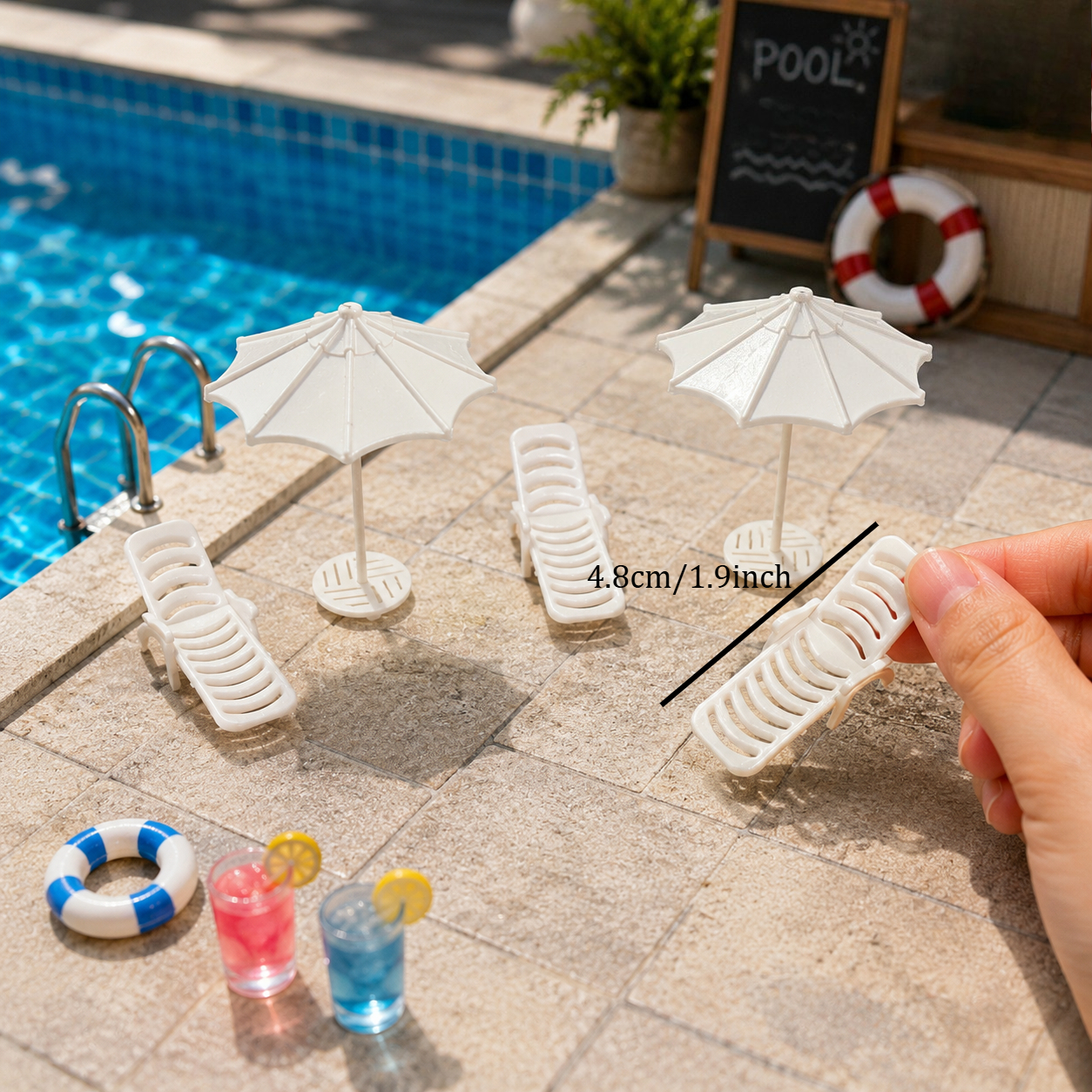 6pcs Miniature Beach Lounge Ch - Outdoor Furniture With Umbrella review and price